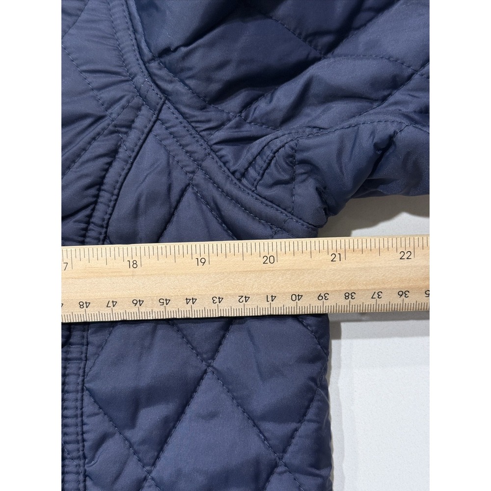 Hunter Rachel Quilted Jacket Women M Blue Snap Button Mid-Length Nylon Coat - Picture 3 of 15